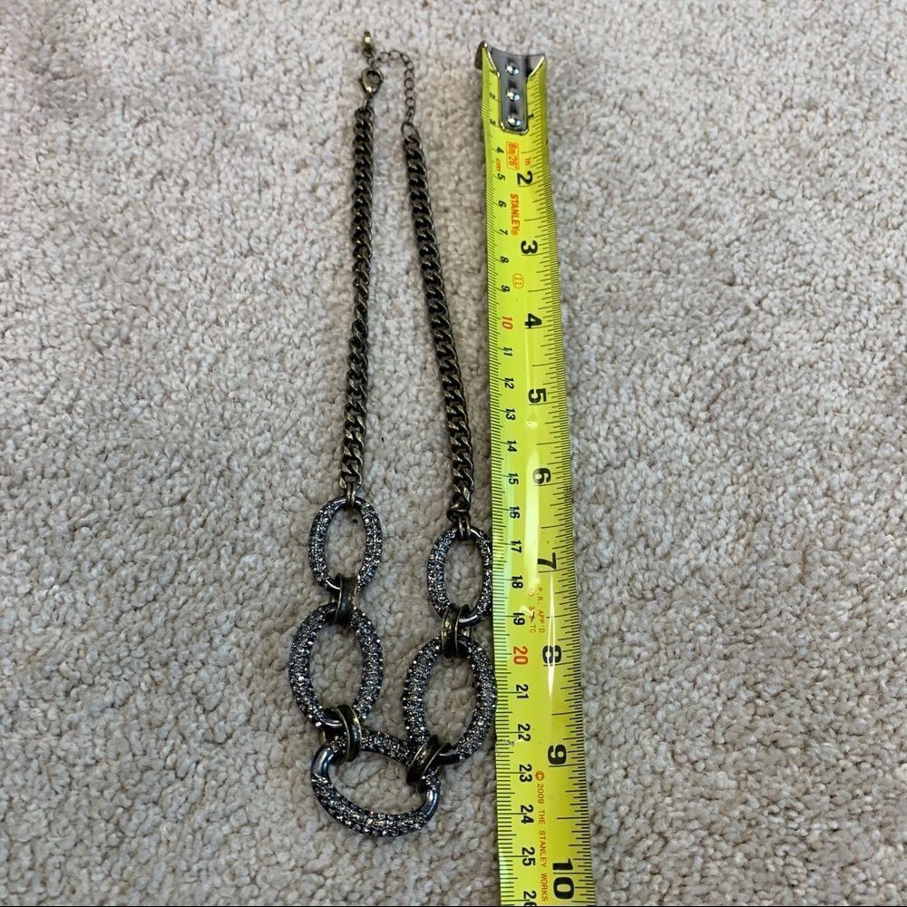 LOFT Gunmetal and Rhinestone Link Princess Necklace - Picture 9 of 12